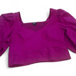 EXPRESS linen blend puff sleeve magenta x Photo 0