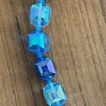 Vintage Western‎ Germany Blue Iridescent Plastic Faceted Necklace & Earring Set Photo 8