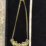 VTG Florenza Emerald Green Aurora Borealis Gold Tone Floral Necklace Photo 3