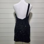 Lavetir Sequin One Shoulder Bodycon Mini Dress Prom Dance Size S Black Photo 1