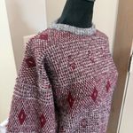 Vintage Cambio Italia Wool Blend Red Grey‎ Geometric Crewneck Sweater Knit L Size L Photo 2
