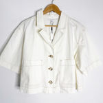 Chico's Chico’s Soft-Stretch Short Cotton Shacket – Size 2 (US Large) – Ecru NWT Photo 0