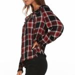 Jessica Simpson Plaid Ruffle Top in Tawny Port , Black/Red Size L New w/Tag Photo 3
