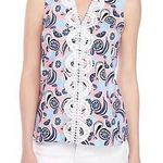 Crown & Ivy Crown Ivy Large Tank Top‎ Crochet Trim Kurta Top Pink Blue Sleeveless Fruit 1246 Photo 0