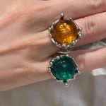 Silver ring Gem ring high end noble ring green color ring green gem ring lava ring Photo 3