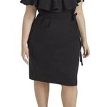 Eloquii Dress Women 24 Black Surplice V Neck Ruffled Cape Wrap Tie Waist Classic Photo 0