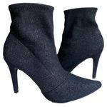 Brash  9 Booties Black Glitter Pointed Toe Pull On Sock Boots Stiletto Heel Spicy Photo 0