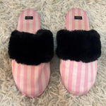 Victoria's Secret  Pink Stripe Faux Fur Slide Slippers M M Photo 0