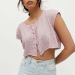 Urban Outfitters Devon Button Front Boxy Purple Cropped Baby Tee Size Small Photo 0