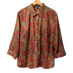 Ralph Lauren Lauren  Womens Paisley Oversized Button Up Top Size 3X Office Preppy Photo 0