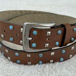 Vintage 90s Y2K Brown Faux Leather All over Studded Belt Hipster Vegan Western Photo 0