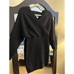 NEW Batwing Sleeve Wrap Knit Backless Pullover Sweater Dress M NO BELT Black Size M Photo 5