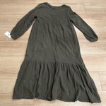 7 For All Mankind NWT  Cecelia Dress Gauzy Tiered Olive Green Midi Cotton Size S Photo 5