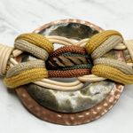 Vintage Rope Hammered Metal Belt Small (S) Boho Braided Artisan Statement 🌾 Brown Photo 4