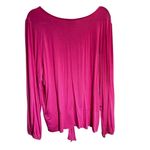 Kate & Mallory Pink Tie Front Blouse Size 1X Long Sleeve V Neck Stretch Photo 2