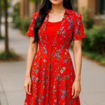 Nanette Lepore  Red Floral dress Photo 0