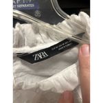 ZARA  White High Neck Blouse with Layer Embroidered Puff 3/4 Sleeves Size Medium Photo 1