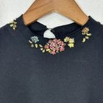 Vintage JAC Ribbed Sleeveless Mock Neck Shell Tank Top Black Beaded Floral Neckl Size M Photo 1