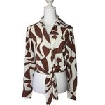 Sanctuary White and Brown Button Down Shirt with Notched Collar Photo 4
