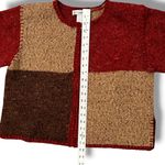 Dress Barn Vintage 90s Cardigan Sweater Colorblock Zip Up Lrg Burgandy Tan Brown Photo 11