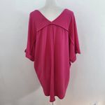 Sami & Jo  Hot Pink Short Sleeve Blouse Size 1X Pink Blouse with Strappy Front Photo 5