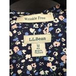 LL Bean Floral Button Up Shirt Size Medium Wrinkle Free Women's Navy Blue Photo 2