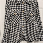 HYFVE Black White Houndstooth Tweed Jacket Pearl Buttons Preppy M Quiet Luxury Photo 0
