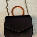 Anthropologie Anthropology Black Velvet Purse with Circle Faux Tortoise Handle/Shoulder Chain Photo 0