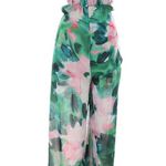 ZARA  Green & Pink Watercolor Floral Print Wide Leg Jumpsuit Size XS Photo 5