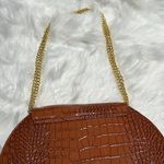 Joy & Iman Orange Crocodile Embossed Bag with Gold shoulder strap B91 Brown Photo 5