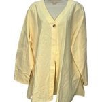 Coldwater Creek  One Button Linen Cardigan Top Yellow Size 1X Tie Back New Photo 0
