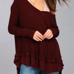 We The Free  Wine Laguna thermal cranberry with thumb holes oversize small v neck Photo 0