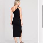 Old Navy Size XS Fitted One-Shoulder Double Strap Rib-Knit Midi Dress Black Jack Photo 2