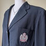 Ralph Lauren 90s Vintage Lauren‎  Black Wool Crest Blazer Button Down Women's 12 Photo 13