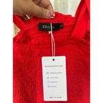 Zesica NWT Smocked Self Tie Straps Ruffle Trim Tiered Swing Mini Dress S Red Photo 5