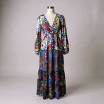 Anthropologie Hutch Tosha Multicolor Floral Tiered Maxi Dress Women's 4 Long Sleeve‎ V-Neck Photo 3