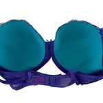 Betsey Johnson  Purple & Teal Lace Lined Underwire Bra Size 32DD Photo 3