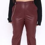 American Bazi  Burgundy Faux Leather Jogger Pants Photo 1