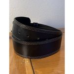 Banana Republic Vtg Y2K Black Leather Belt Sz M/L Oversized Buckle 1990's-Italy Photo 2