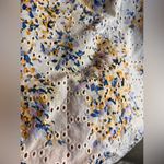 CeCe Cream Ruffled 3/4 Sleeve Blouse eyelet lined colorful floral summer casual Photo 7