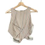 Line and Dot Red & Blue Barber Stripe High Neck Crop Tank Top S Photo 5