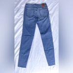 ZARA Women’s Blue Skinny Jeans with Pink Embellishment on Seam Photo 1