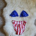 B1 New Women’s Patriotic American Flag 🇺🇸 Sexy String Bikini Set size Small Red Photo 0