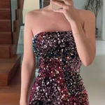 Mango  Colorful Sequin Strapless Mini Dress Photo 0