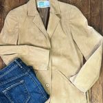 Women's vintage suede like blazer Jacket camel colored lightweight Tan Size 10 Photo 0