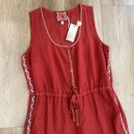 Johnny Was NWT Elia Linen Tie Jumpsuit Embroidered Size Medium in Adobe Photo 6