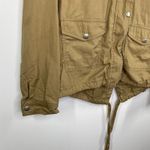 SO  Women Khaki Utility Jacket Size M Tan Full Zip Button Snap Hooded Lightweight Photo 2