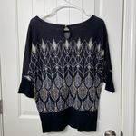 White House | Black Market NWOT White House Black‎ Market women’s shimmery metallic knit black sweater M Photo 6