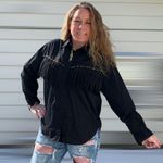 Vintage 90s fringed beaded black southwestern cowgirl western shirt Size M Photo 1