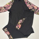 Lululemon Waterside UVP LS Black / Stencil Blossom Pink Multi Set M/4 Photo 1